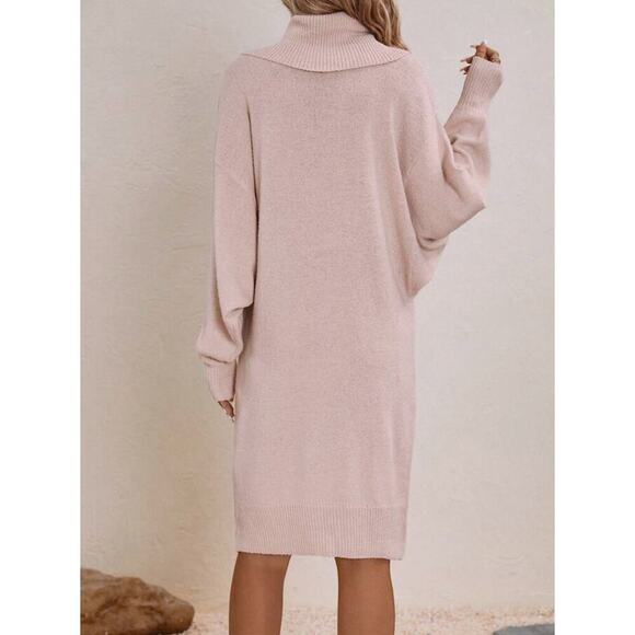 Magnolia Vintage Turtleneck Below Knee Pink Sweater Dress Lambswool Rabbit Hair - Picture 3 of 5